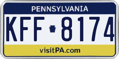 PA license plate KFF8174