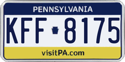 PA license plate KFF8175