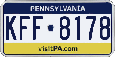 PA license plate KFF8178