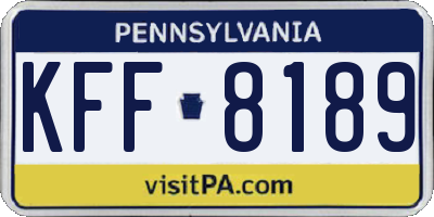 PA license plate KFF8189