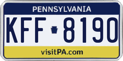 PA license plate KFF8190