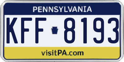 PA license plate KFF8193