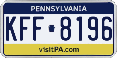 PA license plate KFF8196