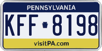 PA license plate KFF8198