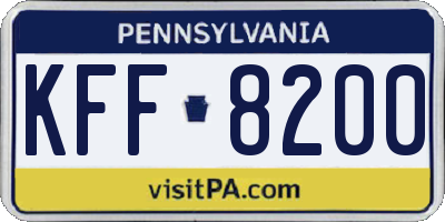 PA license plate KFF8200