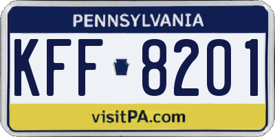PA license plate KFF8201
