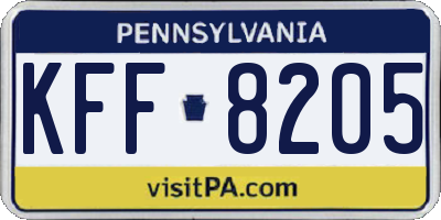 PA license plate KFF8205