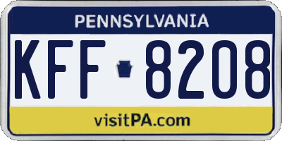 PA license plate KFF8208