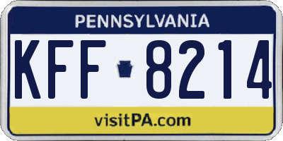 PA license plate KFF8214