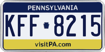 PA license plate KFF8215