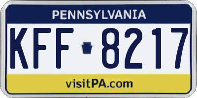 PA license plate KFF8217