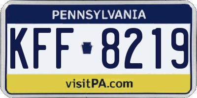 PA license plate KFF8219