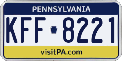 PA license plate KFF8221