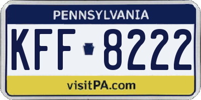 PA license plate KFF8222