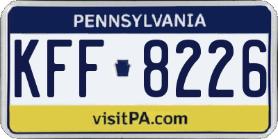 PA license plate KFF8226