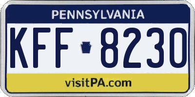 PA license plate KFF8230