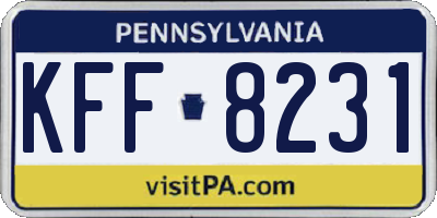PA license plate KFF8231