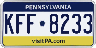 PA license plate KFF8233