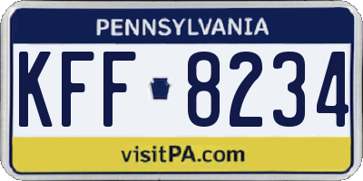 PA license plate KFF8234