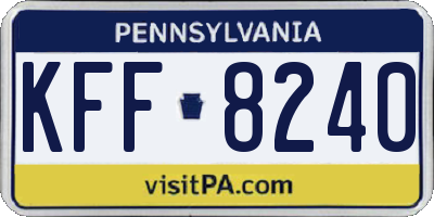 PA license plate KFF8240