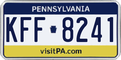 PA license plate KFF8241