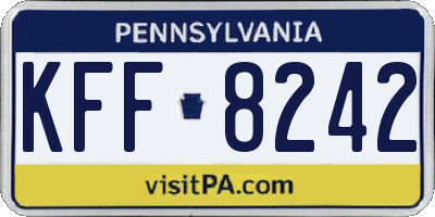 PA license plate KFF8242