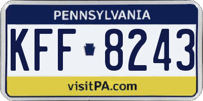 PA license plate KFF8243