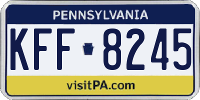PA license plate KFF8245