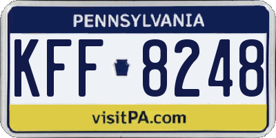 PA license plate KFF8248