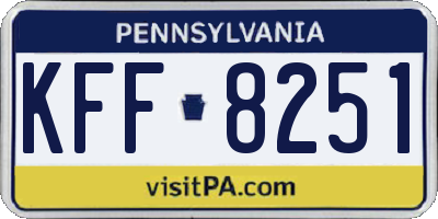 PA license plate KFF8251
