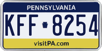PA license plate KFF8254