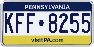 PA license plate KFF8255