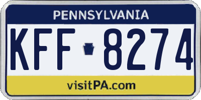 PA license plate KFF8274