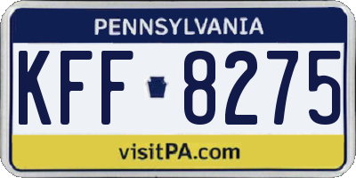 PA license plate KFF8275