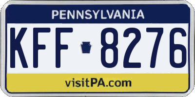 PA license plate KFF8276