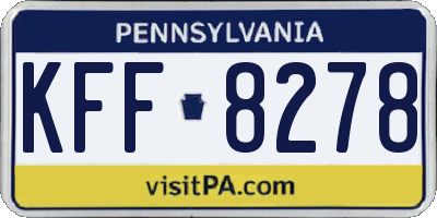 PA license plate KFF8278