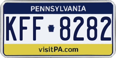 PA license plate KFF8282