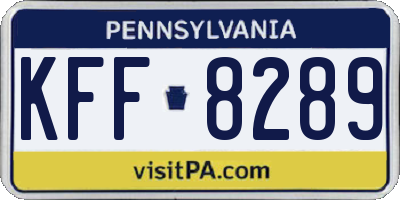PA license plate KFF8289