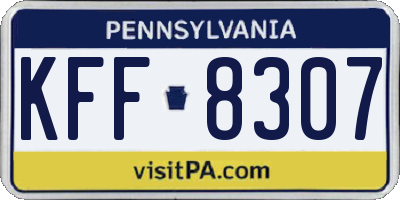 PA license plate KFF8307