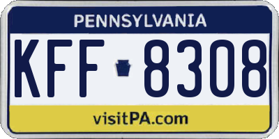 PA license plate KFF8308
