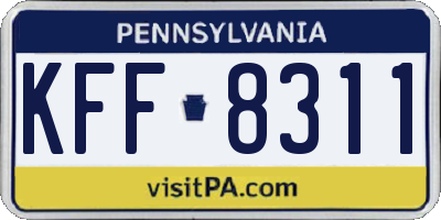 PA license plate KFF8311