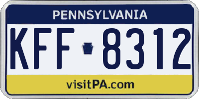 PA license plate KFF8312