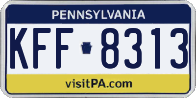PA license plate KFF8313