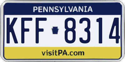 PA license plate KFF8314