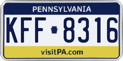 PA license plate KFF8316