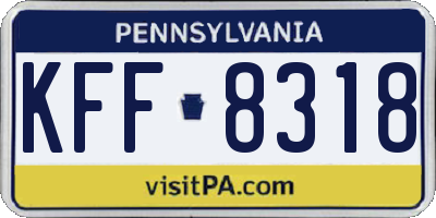 PA license plate KFF8318