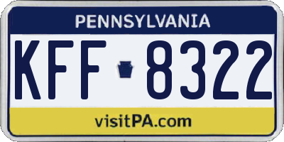 PA license plate KFF8322