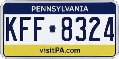 PA license plate KFF8324