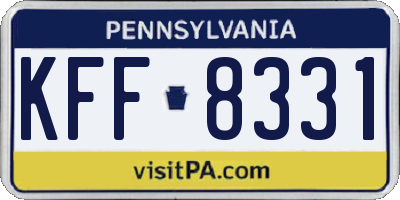 PA license plate KFF8331