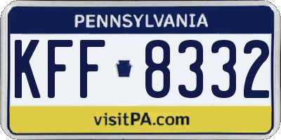 PA license plate KFF8332